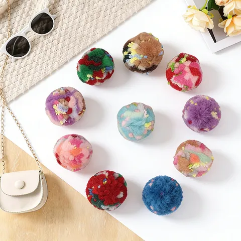 Colorful Plush Pom Poms Assorted Colors DIY Craft Balls For Cat Toy Christmas Tree Hanging Ornaments Party Decor