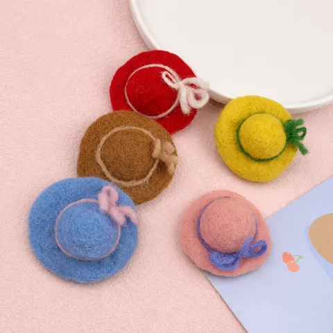 Mini Cappello a Cilindro in Feltro di Lana Carino Fiocco Basco Accessori per Bambole Cappello Miniatura Artigianale DIY Ornamenti per Capelli Decorazione per Bambole