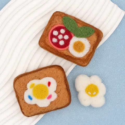 Handmade Wool Felt Simulated Food Cookie Toast Bear Cute DIY Jewelry Accessories Craft Charms
