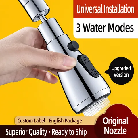 Universal Kitchen Faucet Aerator Anti-Splash Booster Shower Head Copper And ABS Extendable Swivel Spray Nozzle