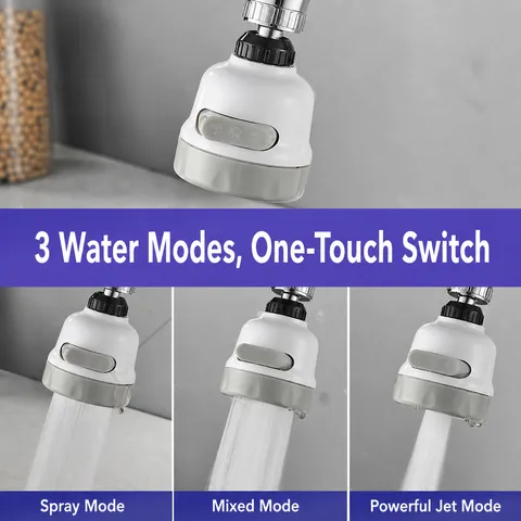 Kitchen Faucet Extender Splash Proof Aerator 3 Mode Adjustable Universal Water Saving Tap Nozzle Kitchen Bathroom Accessories