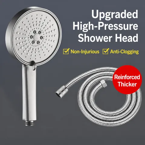 Large Panel 5 Mode Air Pressurized Shower Head Bathroom Handheld High Pressure Bath Showerhead