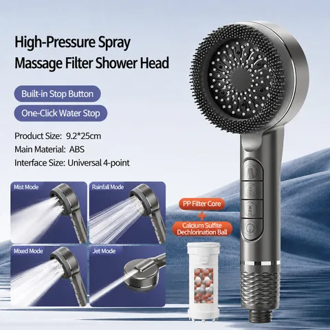Moderne Pressurisé Pomme de Douche à Main Filtre Salle de Bains Haute Pression Économie d'Eau Pommeau Avec Brosse Silicone de Massage