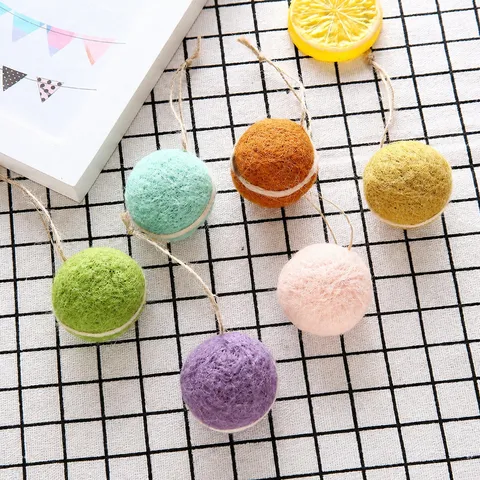 Handmade Wool Felt Macaron Cake Pendant Cute Cookie Hanging Ornament For Christmas Tree Bag Decor