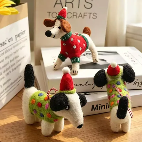 Handmade Wool Felt Animal Bag Charm Cartoon Cute Dog Rabbit Goose Keychains