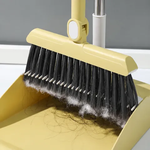 Household Broom And Dustpan Set Standing Sweeping Broom And Dustpan Combination Long Handle Cleaning Tool PP And PET