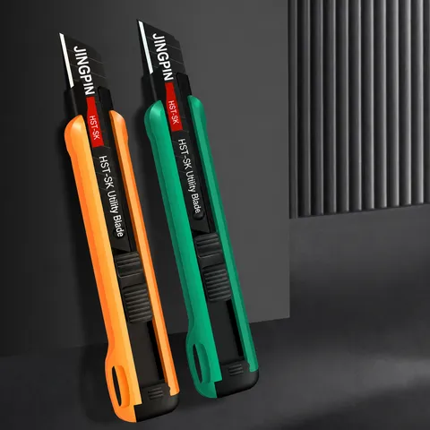 Heavy Duty Utility Knife Wallpaper Box Cutter Tool With Alloy Steel Black Blade Ergonomic Handle