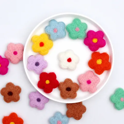 Handmade Wool Felt Five Petal Flower DIY Hair Accessories Craft Supplies