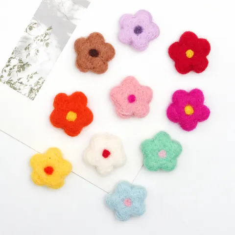 Handmade Wool Felt Five Petal Flower DIY Hair Accessories Craft Supplies