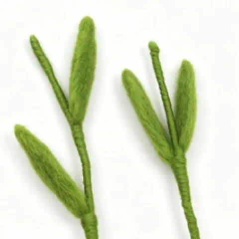 Handmade Wool Felt Leaves Grass DIY Craft Accessories Artificial Flower Bouquet Green Plant Stem Home Christmas Decor