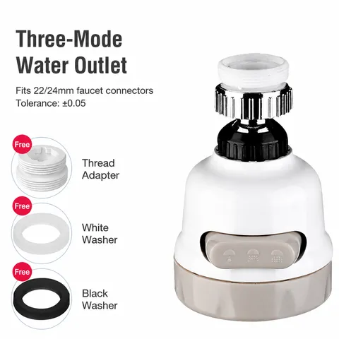 Kitchen Faucet Extender Splash Proof Aerator 3 Mode Adjustable Universal Water Saving Tap Nozzle Kitchen Bathroom Accessories