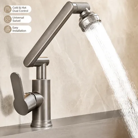 Multifunctional Mechanical Arm Kitchen Faucet Universal Rotating Hot And Cold Pressurized Tap For Bathroom Sink
