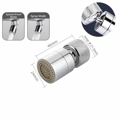 Kitchen Faucet Aerator Universal 360 Rotating Anti-Splash Sprayer Head Copper Dual Mode Water Saving Faucet Extension