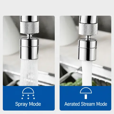 Kitchen Faucet Aerator Universal 360 Rotating Anti-Splash Sprayer Head Copper Dual Mode Water Saving Faucet Extension
