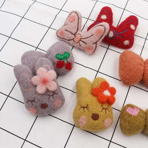Kids DIY Felt Hair Clip Accessories Cute Bow Rabbit Cherry Heart Handmade Headwear Material Children Hair Accessories