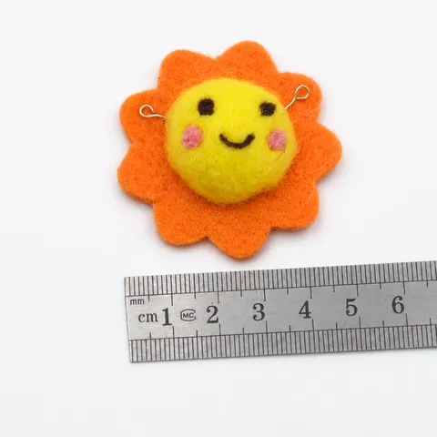 Korean Cartoon Wool Felt Little Sun Flower Doll Accessories DIY Craft Pin Brooch Material Pendant