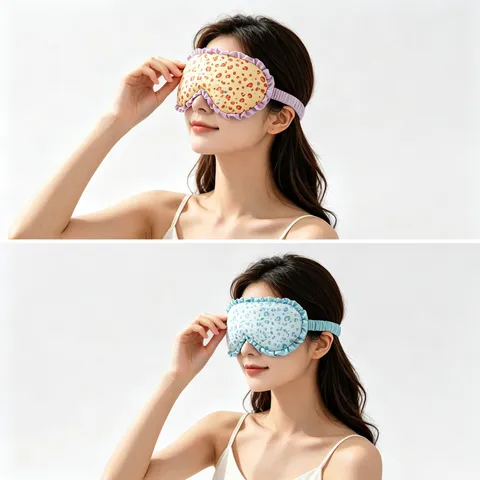 Leopard Print Satin Sleep Eye Mask With Ruffle Trim Comfortable Blackout Eyeshade For Travel Home Women Sleep Mask