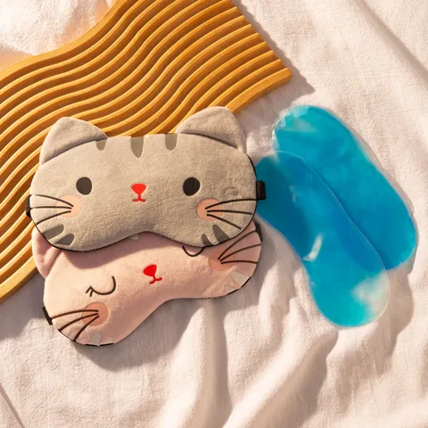 Mascherina per Dormire in Peluche Gatto Cartone Animato per Donna Copertura Oscurante Morbida Con Cinturino Regolabile per Casa Ufficio Viaggio