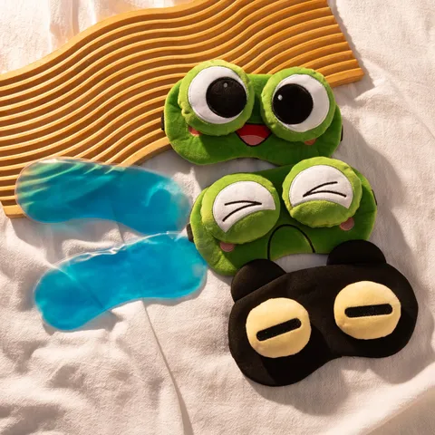 Süße Frosch Große Augen Plüsch Schlaf Augenmaske Komfort Weich Lichtblockierung Augenabdeckung Für Reisen Büro Zuhause Entspannung