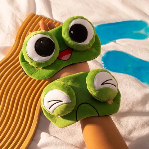 Süße Frosch Große Augen Plüsch Schlaf Augenmaske Komfort Weich Lichtblockierung Augenabdeckung Für Reisen Büro Zuhause Entspannung