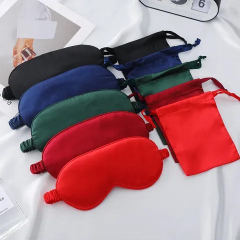 Satin Sleep Eye Mask With Storage Bag Blackout Eye Cover Portable Travel Sleeping Mask For Men Women
