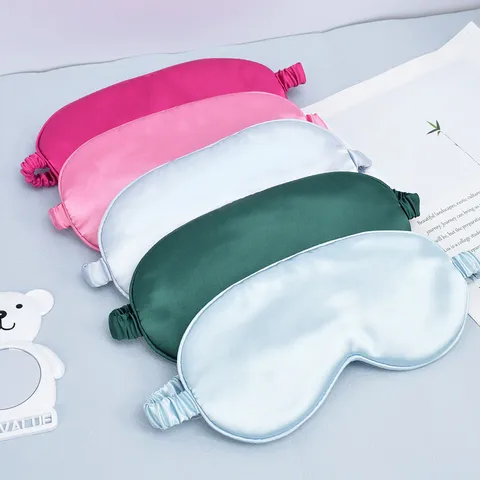 Minimalist Satin Eye Mask Double Sided Faux Silk Sleep Blindfold Comfortable Light Blocking Shade Cover Adjustable Elastic Strap For Travel Nap Office Relax Night Goggles For Men Women