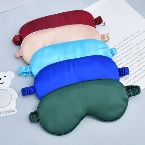 Minimalist Satin Eye Mask Double Sided Faux Silk Sleep Blindfold Comfortable Light Blocking Shade Cover Adjustable Elastic Strap For Travel Nap Office Relax Night Goggles For Men Women