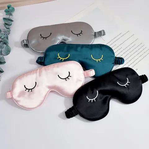 Doppelseitige Satin Schlafaugenmaske Mit Wimpernstickerei Weiche Atmungsaktive Blackout Augenblende Für Reisen Schlafende Damen Herren