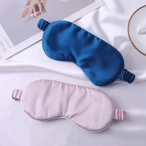 Máscara de Ojos de Seda de Mora de Doble Cara para Dormir Negro Gris Plateado Rosa Azul Pavo Real Cubierta de Seda para Mujeres Viajes Sueño
