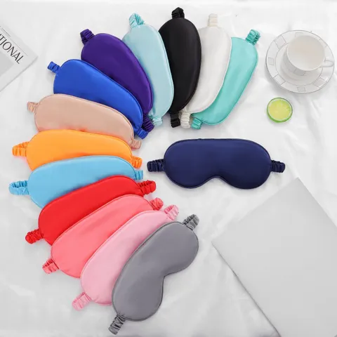 Faux Silk Satin Sleep Eye Mask Double Sided Shading Eye Cover For Sleeping Travel Blindfold Minimalist Solid Color Night Eye Shade