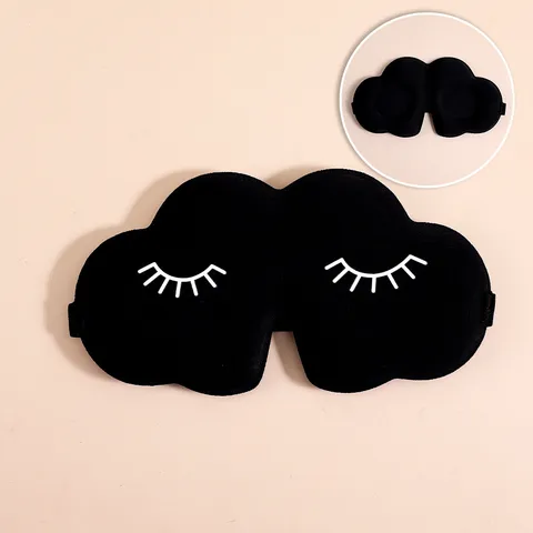 Antifaz para Ojos de Sueño Opaco Moldeado 3D Forma de Nube Transpirable de Espuma de Memoria y Seda de Hielo Estampado de Pestañas para Viaje