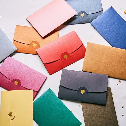 Western Style Pearlescent Paper Envelope Heart Gold Stamping Letter Cover Postcard Wedding Party Stationery Envelope