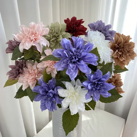 Künstliche Dahlien Blumen Falsche Seidenblumen Zweig Mit Mehreren Köpfen Für Zuhause Büro Hochzeit Party Dekor Blumenarrangement