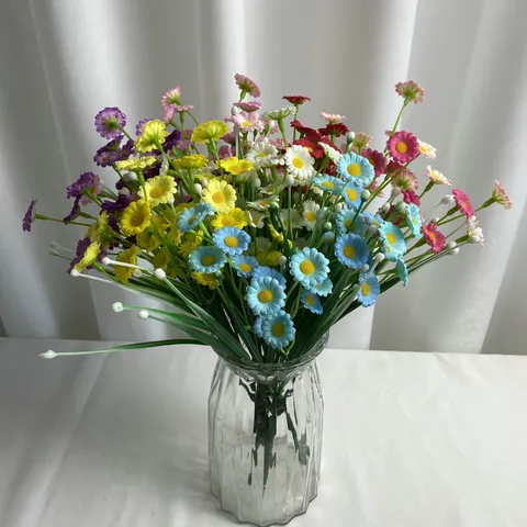 Künstlicher Mini Gänseblümchen Blumenstrauß Seide Kleine Chrysanthemen Büschel Für DIY Kranz Hut Heim Hochzeit Deko