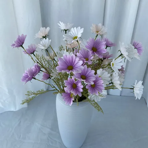 Single Branch Artificial Cosmos Flower PU Soft Rubber Simulation Daisy Bouquet For Home Decor Wedding Floral Arrangement