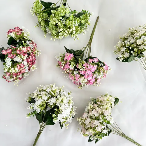 Kunstmatige Zijden Gipskruid Bloemen Nep Boeket Voor Bruiloft Huis en Hotel Decor Feest Bloemarrangement Interieur Decoratie