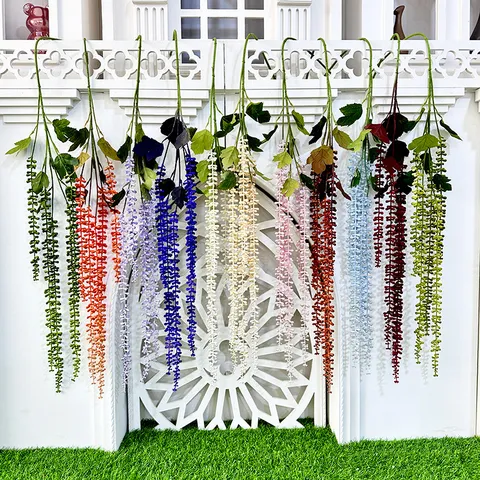 Flor de Vid Colgante de Caucho Flexible Artificial Guirlande de Perlas Boda Techo Decoración del Hogar Arreglo Floral