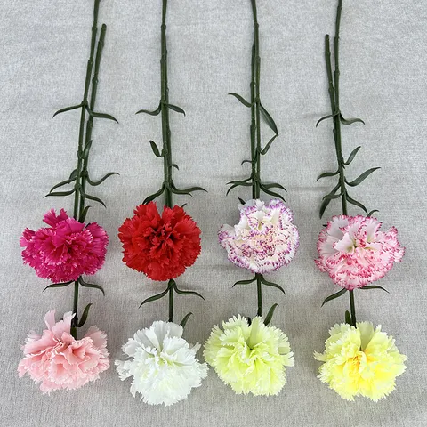 Artificial Carnation Single Stem Silk Flower Handmade Fake Floral Bouquet For Home Living Room Wedding Party Decor