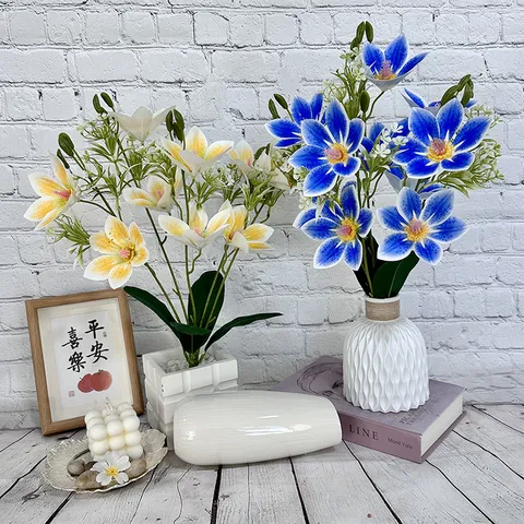 Fiore di Magnolia Artificiale Piccolo Fascio Forcella 3D Fiori Finti Decorazione per Interni Bonsai