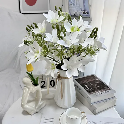 Fiore di Magnolia Artificiale Piccolo Fascio Forcella 3D Fiori Finti Decorazione per Interni Bonsai