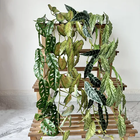 Artificial Green Plant Rattan Fake Creeper Vine Silk Leaves Hanging Plant For Wall Air Conditioning Pipeline Ceiling