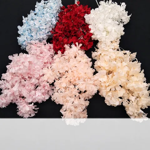 Flores de Seda Artificiales de Cerezo Planta Falsa Rama Blanca para Arco de Boda Decoración del Hogar