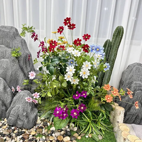 Fiori di Cosmo in Seta Artificiale 9 Teste Mazzo di Fiori Finti per Festa di Matrimonio Arredamento per la Casa Composizione Floreale