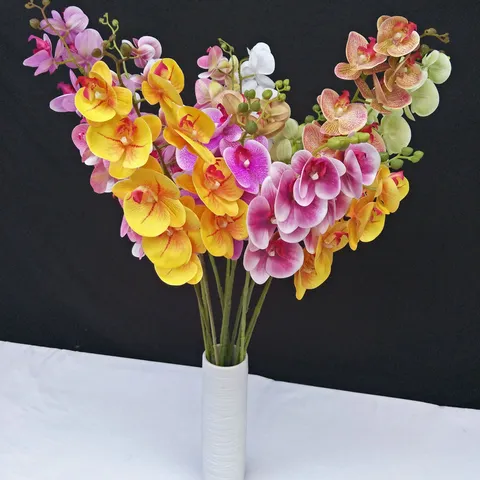 3D Printed Artificial Phalaenopsis Orchid Flowers Silk Fake Flower Branch For Home Wedding Party Floral Decoration
