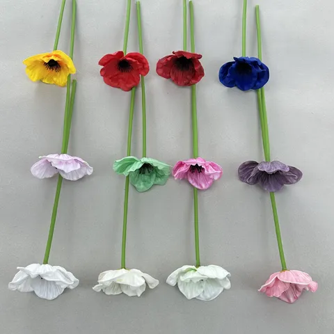 Artificial PU Poppy Flower Single Stem Simulation Plant For Home Decoration Wedding Party And Photography Props