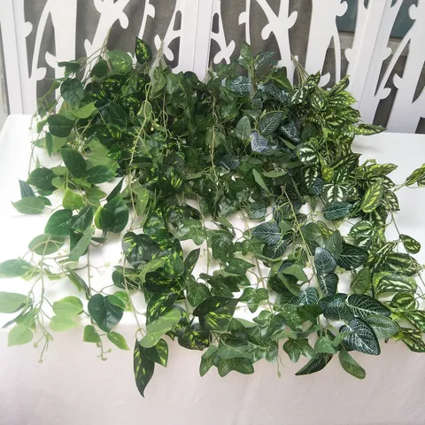 Artificial Hanging Vines Fake Greenery Garland 7-Fork Leaf Plant For Wedding Home Wall Indoor Outdoor Decoration