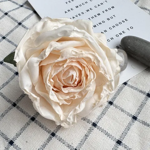 Artificial Silk Rose Flower Heads Burned Edge Oil Painting Style Fake Flowers For Wedding Party Wall Home Decor Wholesale
