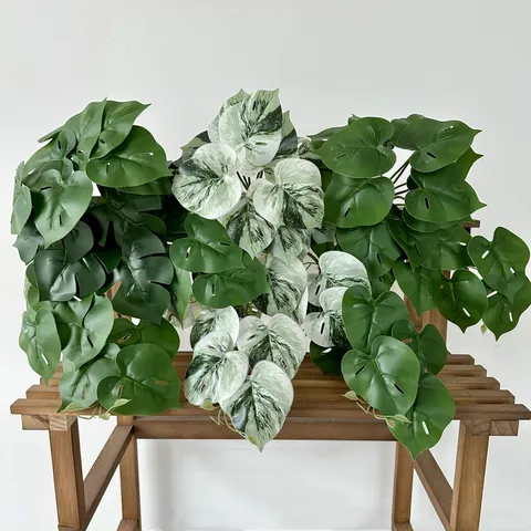 Artificial Monstera Leaf Greenery Plant Fake Tropical Palm Leaves For Home Outdoor Decor Photography Props