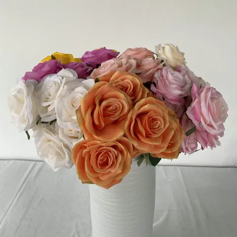 Artificial Rose Flowers Bouquet Silk Rose Stems For Wedding Arch Home Party Floral Wall Room Decoration Gift