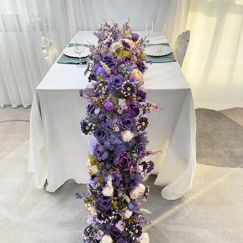 Arrangement d'Arche de Fleurs en Soie Artificielle Rose Pivoine Violette Fond Floral Pour Décoration de Fête de Mariage Accessoires de Photographie